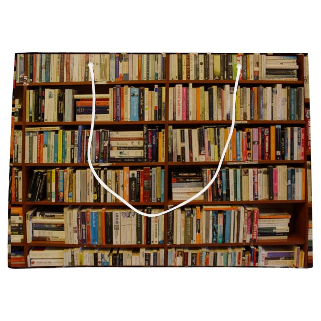 Sacola Para Presentes Grande Livros em um padrão de biblioteca Papel de moldage (Frente)