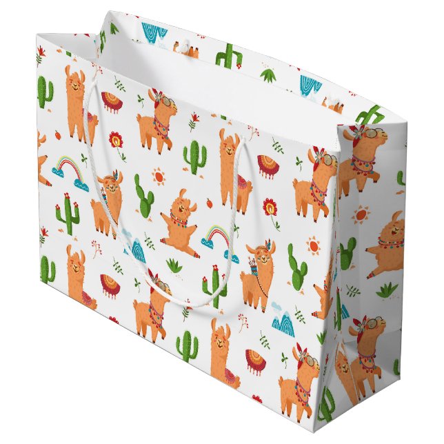 Sacola Para Presentes Grande Llamas Felizes  (Verso inclinado)