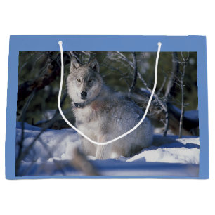 Sacola Para Presentes Grande Lobo de inverno