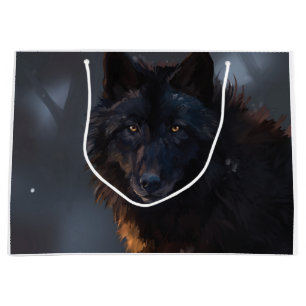 Sacola Para Presentes Grande Lobo negro