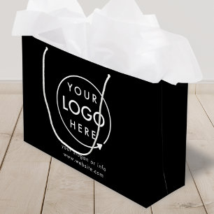 Sacola Para Presentes Grande Logo Corporativo Empresa Negra Minimalista