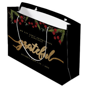 Sacola Para Presentes Grande Logotipo comercial Holly Pine com fonte moderna gr