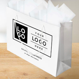Sacola Para Presentes Grande Logotipo comercial personalizado preto e branco