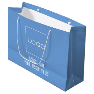 Sacola Para Presentes Grande Logotipo Corporativo Azul, Branding de Empresa Com