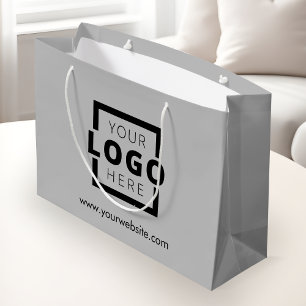 Sacola Para Presentes Grande Logotipo corporativo personalizado Cinza de Promoc