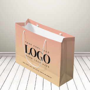Sacola Para Presentes Grande Logotipo da Empresa de Verão Amarelo & Pêssego Per