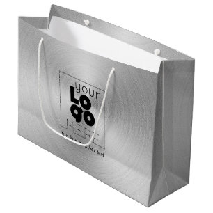 Sacola Para Presentes Grande Logotipo da empresa no metal radial moderno escova