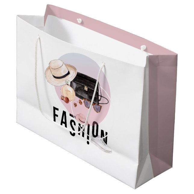 Sacola Para Presentes Grande logotipo da Moda Aquarela (Frente inclinada)