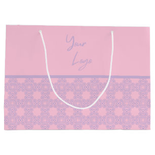 Sacola Para Presentes Grande Logotipo de empresa personalizado de faixa rosa-La