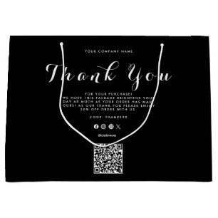 Sacola Para Presentes Grande Logotipo de Negócios Agradecido Código QR