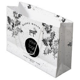 Sacola Para Presentes Grande Logotipo de Negócios de Férias Branco Preto Rústic