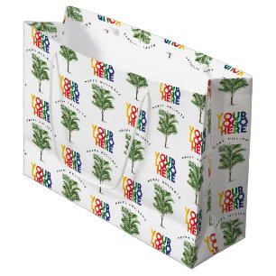 Sacola Para Presentes Grande Logotipo de Negócios de Palmeira Cartão de Natal F
