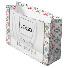 Sacola Para Presentes Grande Logotipo de Negócios Motivo Elegante de Poinsettia