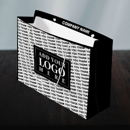Sacola Para Presentes Grande Logotipo moderno Obrigado Black and White Gift Bag