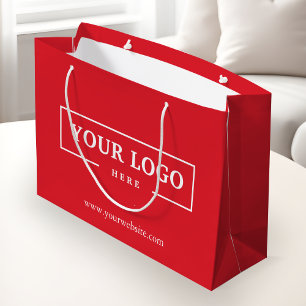 Sacola Para Presentes Grande Logotipo Personalizado da Empresa Promo Vermelho C