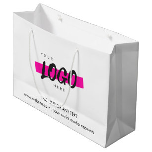 Sacola Para Presentes Grande Logotipo Personalizado da Empresa Texto Padrão Pro