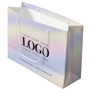Sacola Para Presentes Grande Logotipo Personalizado de Negócios do Unicorn Irid
