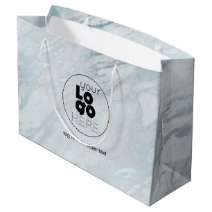 Sacola Para Presentes Grande Logotipo Personalizado Platinum Marble XL Paper Co
