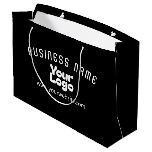Sacola Para Presentes Grande Logotipo Retro-Moderno Preto e Branco (editável)