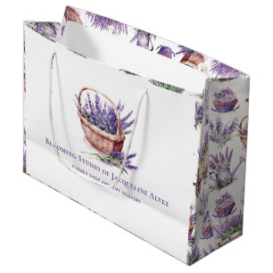 Sacola Para Presentes Grande Loja de Flores em Aquarela Elegante e Moderna