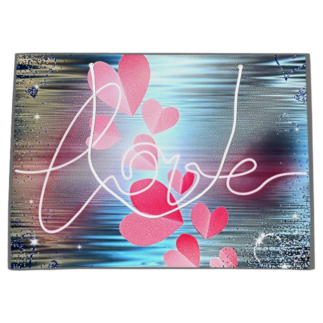 Sacola Para Presentes Grande Love Shimmer (Frente)