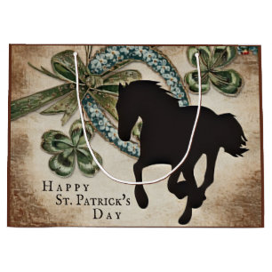 Sacola Para Presentes Grande Lucky Horsfere e Ruas de Cavalo. Cartão de Dia de