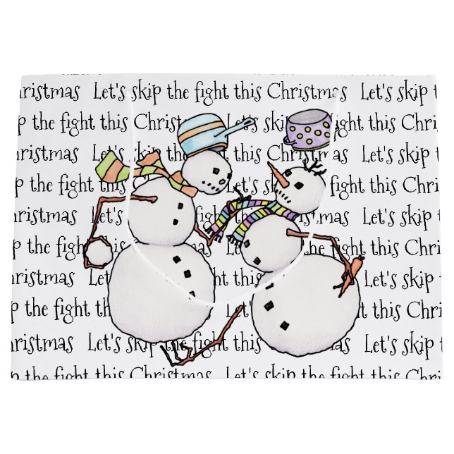 Sacola Para Presentes Grande Luta do boneco de neve (Frente)