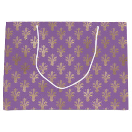 Sacola Para Presentes Grande Lux Dourado Fleur de Lis e Ametist Large Gift Bag