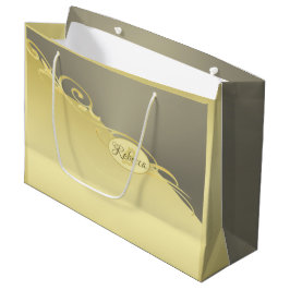 Sacola Para Presentes Grande Luxo dourado decorativo em dourado&prata, Monogram