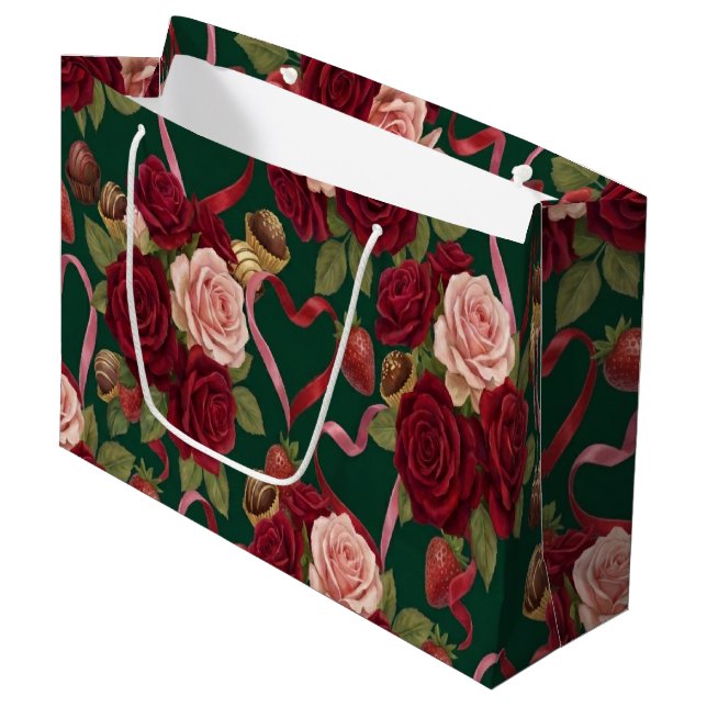 Sacola Para Presentes Grande Luxurious Red Roses (Frente inclinada)
