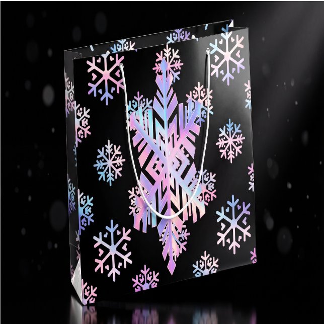 Sacola Para Presentes Grande Luxury Holographic Snowflake Christmas Collection (Criador carregado)