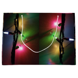 Sacola Para Presentes Grande Luzes cintilantes de Natal
