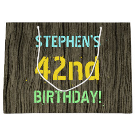 Sacola Para Presentes Grande Madeira Faux, Olhar para Texto Pintado, 42º Aniver