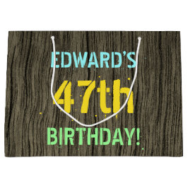 Sacola Para Presentes Grande Madeira Faux, Olhar para texto pintado, 47.º Anive