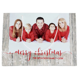 Sacola Para Presentes Grande Madeira russa - Foto de Natal feliz - Grande Saco 