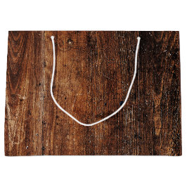 Sacola Para Presentes Grande Madeira Rústica Arranhada