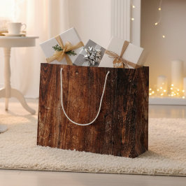 Sacola Para Presentes Grande Madeira Rústica Arranhada