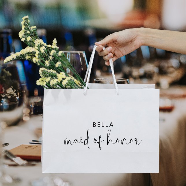 Sacola Para Presentes Grande Madrinha de casamento Mínima Preta E Branca (Criador carregado)