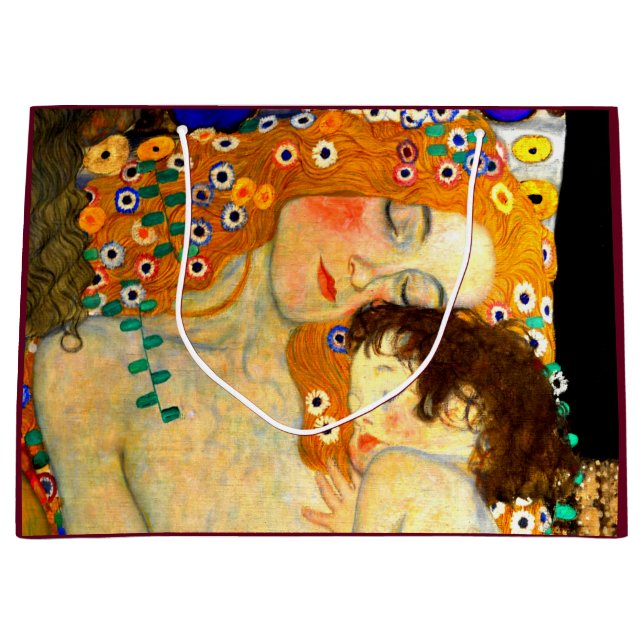 Sacola Para Presentes Grande Mãe e criança pela arte Nouveau de Gustavo Klimt (Frente)