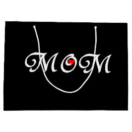 Sacola Para Presentes Grande Mãe no fundo negro com saco de presentes do Coraçã