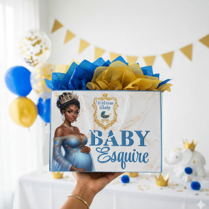 Sacola Para Presentes Grande Mãe Real Africana Americana de Ser Azul e Dourada