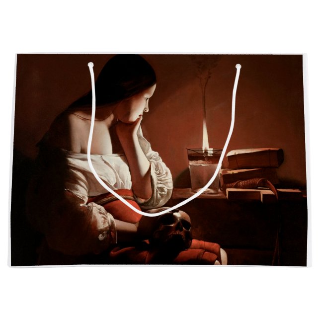 Sacola Para Presentes Grande Magdalene com chamas fumantes, La Tour (Frente)