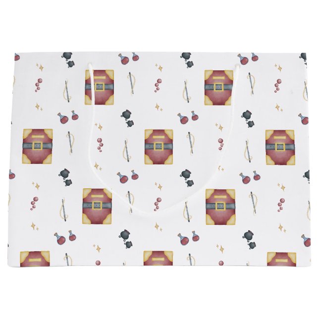 Sacola Para Presentes Grande Magic Spell Books Witchcraft Kids Birthday (Frente)