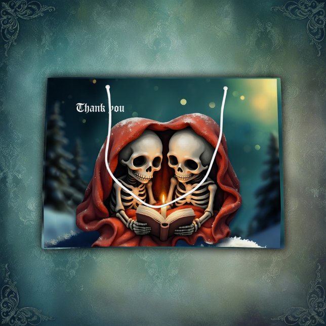 Sacola Para Presentes Grande Magical winter moments, two skeletons (Criador carregado)