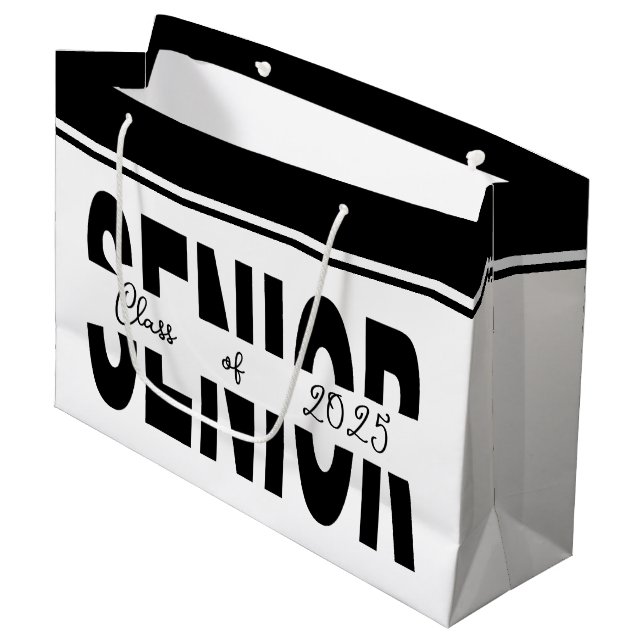 Sacola Para Presentes Grande Mais velho preto clássico personalizado (Frente inclinada)