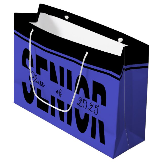 Sacola Para Presentes Grande Mais velho preto clássico personalizado (Frente inclinada)