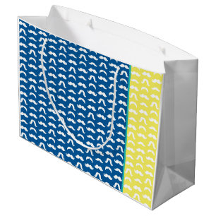 Sacola Para Presentes Grande Mal-estar do bigode Azul Amarelo Design Divertido