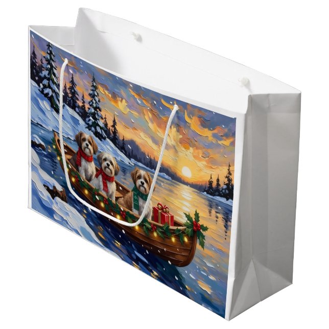 Sacola Para Presentes Grande Malti Tzu Christmas Boat Holiday (Frente inclinada)