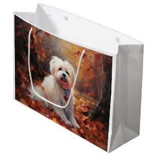 Sacola Para Presentes Grande Malti Tzu no outono Folhas caem inspiração