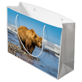 Sacola Para Presentes Grande Mamãe urso observando seus dois filhos